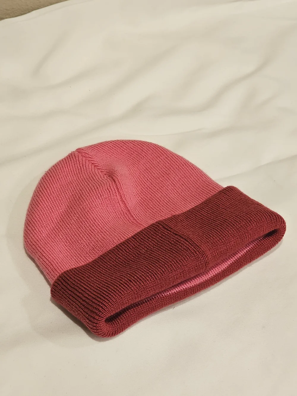 Two-Tone Kids Pink Knit Beanie